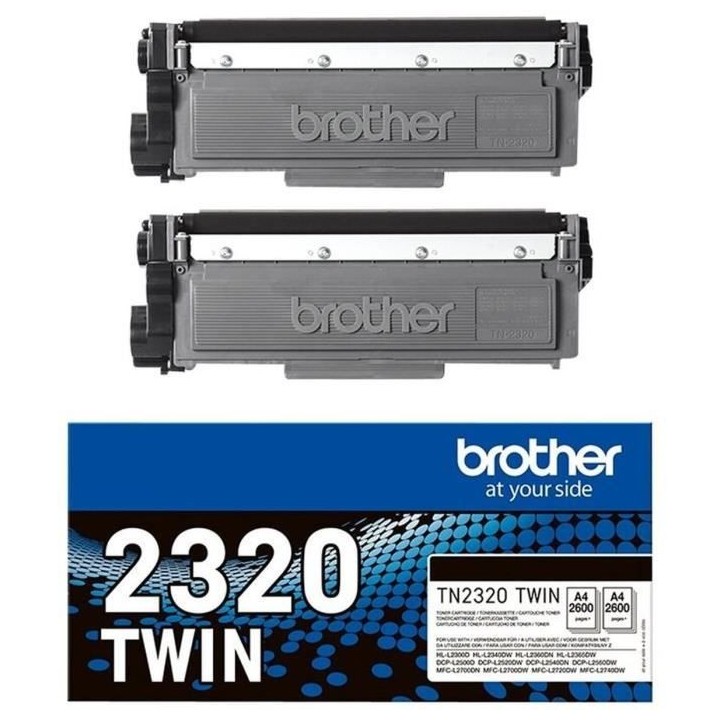 Pack de 2 Toners TN2320TWIN-BROTHER-Noir-2x2600p.-DCP-L2500, L2520, L2