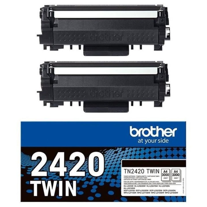 Pack de 2 Toners TN2420TWIN-BROTHER-Noir-2x3000 p.-DCP-L2510, L2530, L