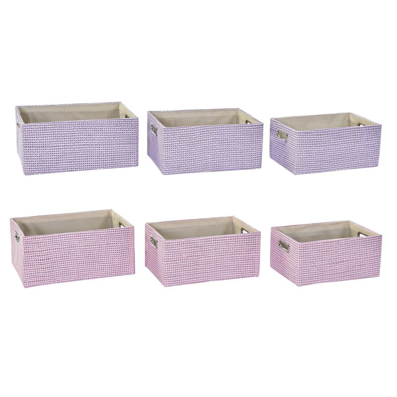 Set de basket DKD Home Decor 40,5 x 27,5 x 18 cm Polyester (2 Unités)