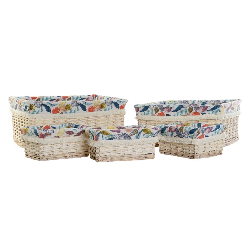 Set de basket DKD Home Decor 49 x 40 x 22 cm Polyester osier Boho (5 Unités)