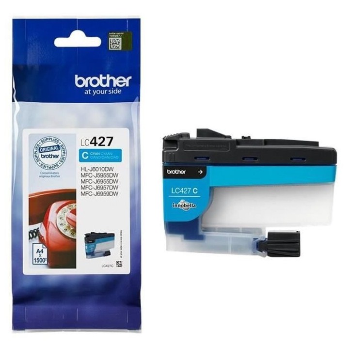 Cartouche d'encre LC427C - BROTHER - Cyan - 1500 pages - Pour Brother