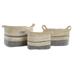 Set de basket DKD Home Decor 30 x 20 x 20 cm Fibre naturelle Boho