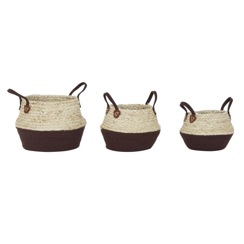 Set de basket DKD Home Decor Polyester Fibre naturelle (38 x 38 x 29 cm)