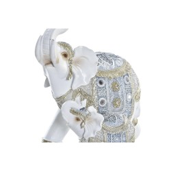 Figurine Décorative DKD Home Decor 17 x 10 x 19 cm Eléphant Bleu Blanc Colonial