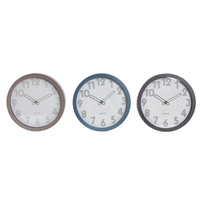 Horloge Murale DKD Home Decor Beige Gris Turquoise PVC Verre 3 Pièces 30 x 4,3 x 30 cm