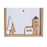 Horloge Murale DKD Home Decor Blanc Marron Bois Maisons Urbaine 20 x 4 x 30 cm