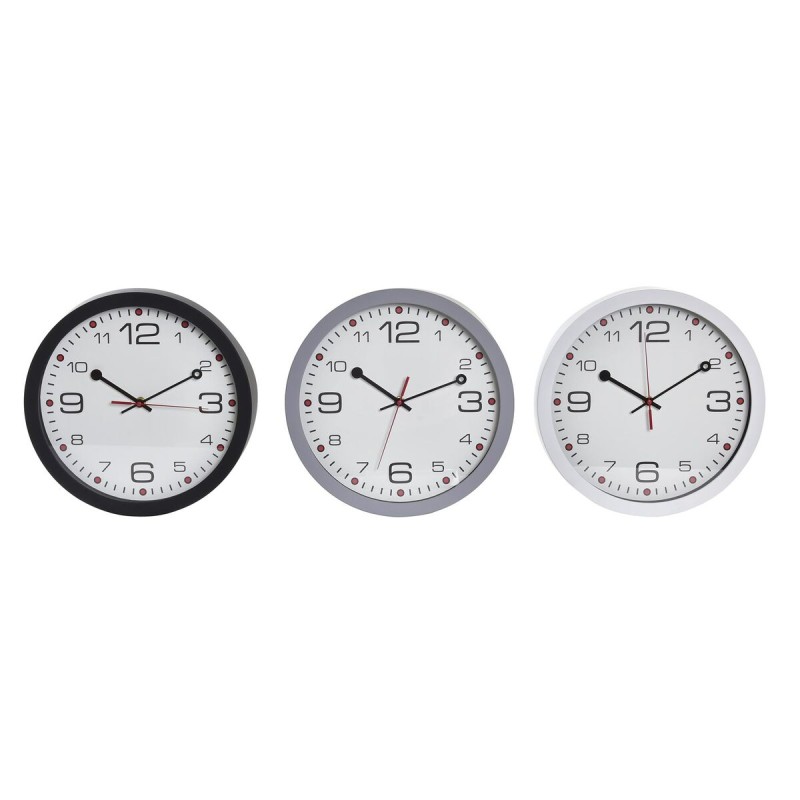 Horloge Murale DKD Home Decor Blanc Noir Gris Blanc/Noir PVC Métal Verre 3 Pièces 30 x 40 cm 30 x 4,3 x 30 cm