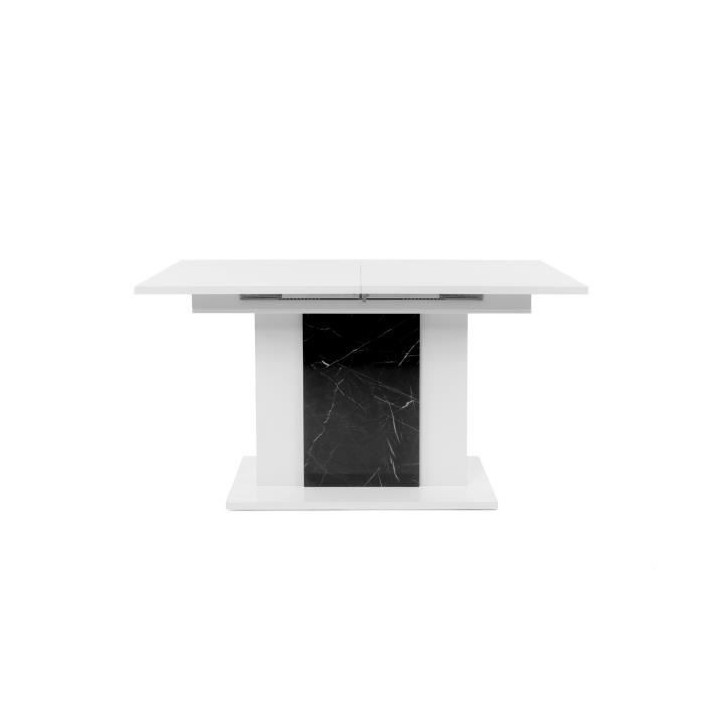 Table a manger extensible - Blanc brillant et marbre foncé - BRUGGE -