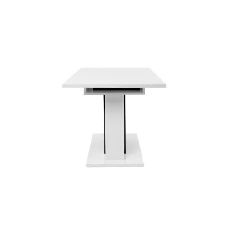 Table a manger extensible - Blanc brillant et marbre foncé - BRUGGE -