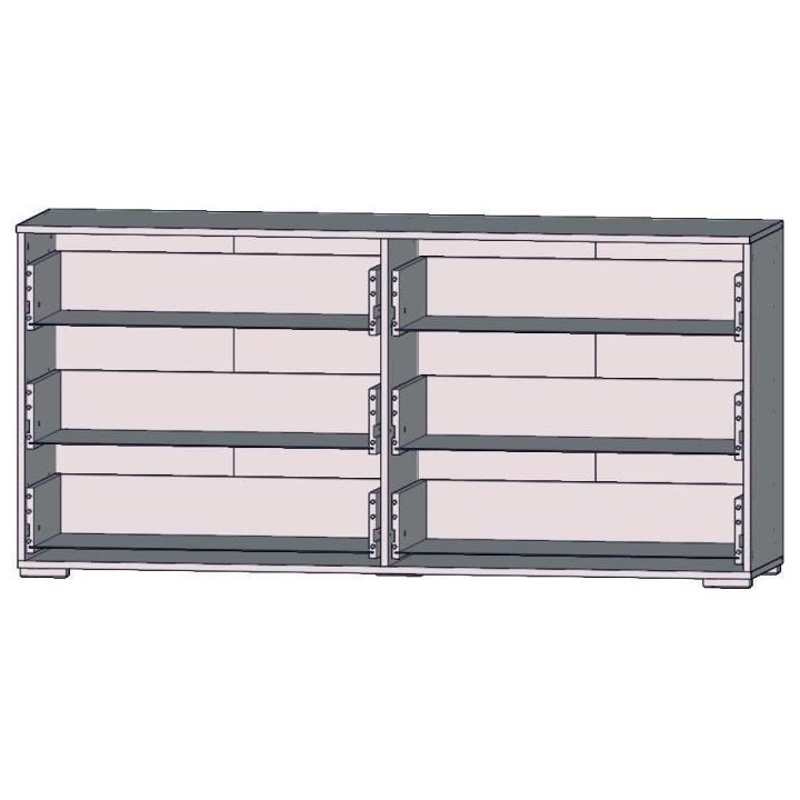 Commode 6 tiroirs - Décor chene et blanc mat - Contemporain - L 159,9