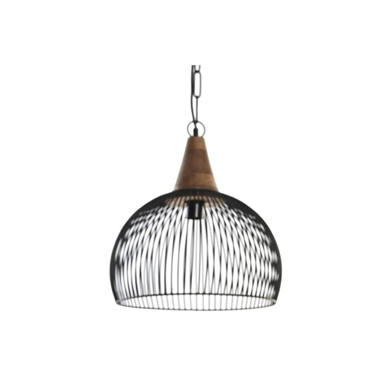 Suspension DKD Home Decor Naturel Noir Métal Bois 50 W 36 x 36 x 40 cm