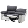 Canapé relax manuel - 2 places - DUSTIN - Tissu gris et Simili blanc - L 167 x P 94 x H 83 cm