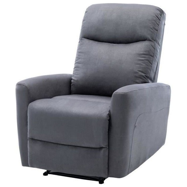 Fauteuil relax manuel - Tissu gris - L 82 x P 97 x H 98 cm - JESS