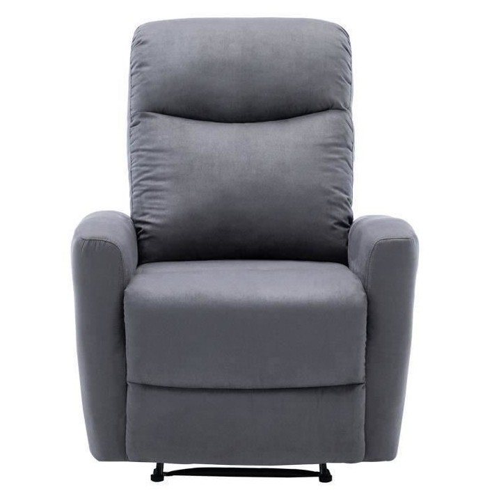 Fauteuil relax manuel - Tissu gris - L 82 x P 97 x H 98 cm - JESS