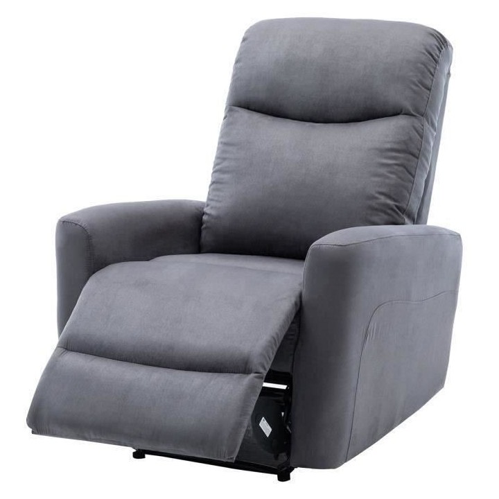 Fauteuil relax manuel - Tissu gris - L 82 x P 97 x H 98 cm - JESS