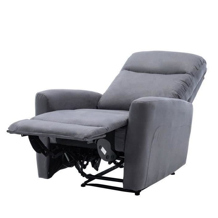 Fauteuil relax manuel - Tissu gris - L 82 x P 97 x H 98 cm - JESS