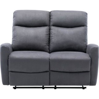 Canapé relax manuel - 2 places - JESS - Tissu gris - L 135 x P 97 x H