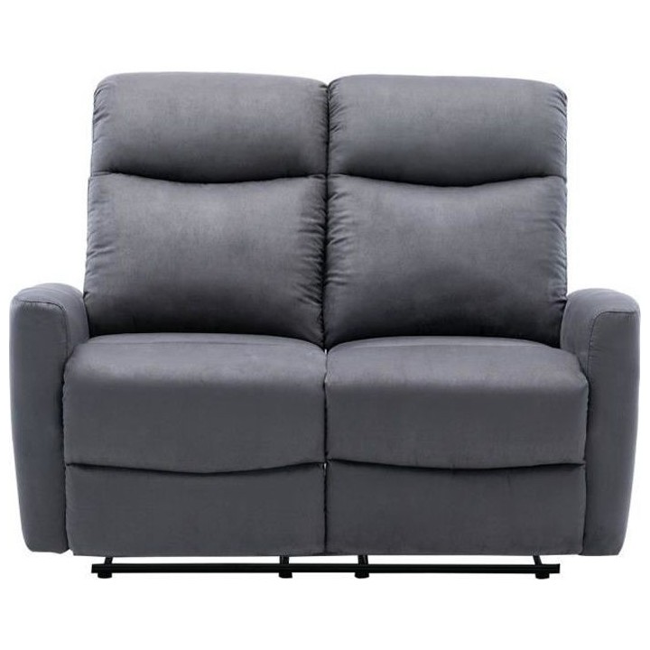 Canapé relax manuel - 2 places - JESS - Tissu gris - L 135 x P 97 x H