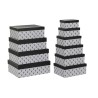 Jeu de Caisses de Rangement Empilables DKD Home Decor Noir Blanc Carton