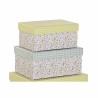 Jeu de Caisses de Rangement Empilables DKD Home Decor Vert Jaune Multicouleur Carton (43,5 x 33,5 x 15,5 cm)