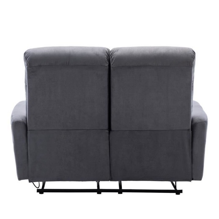 Canapé relax manuel - 2 places - JESS - Tissu gris - L 135 x P 97 x H