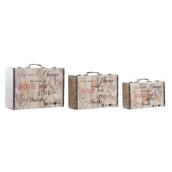 Set de boîtes décoratives DKD Home Decor Amour Toile Bois (3 pcs)