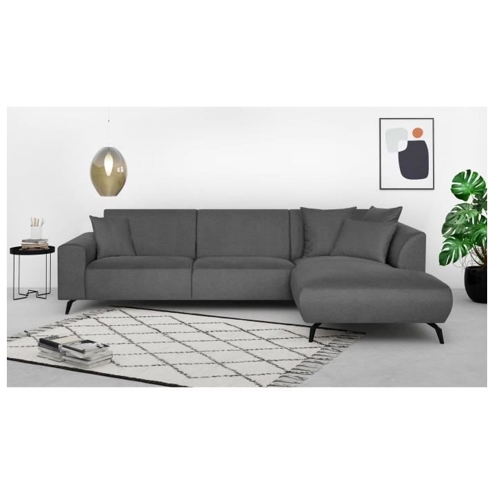 Canapé d'angle droit Bubble 4-5 places tissu gris L290 x P167cm