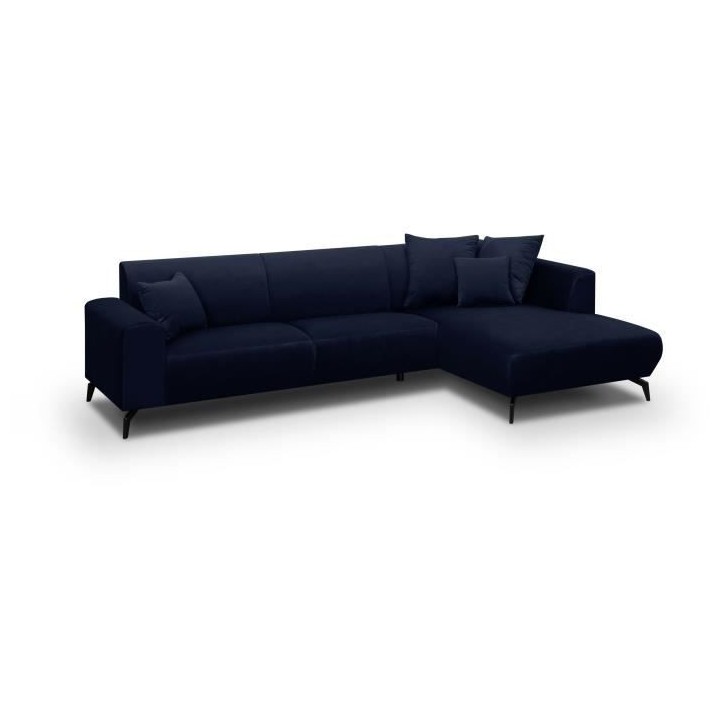 Canapé d'angle droit Bubble 4-5 places velours mat bleu profond L290