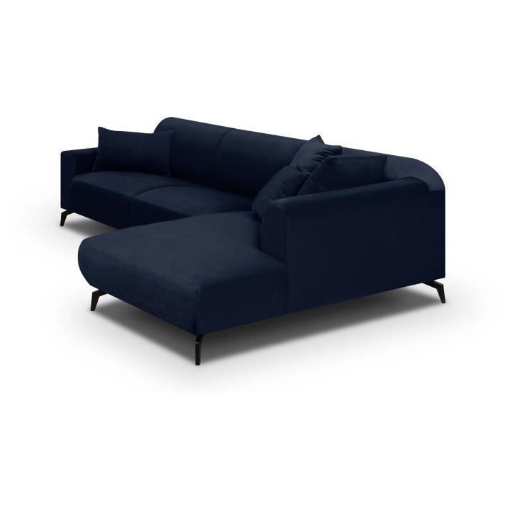 Canapé d'angle droit Bubble 4-5 places velours mat bleu profond L290