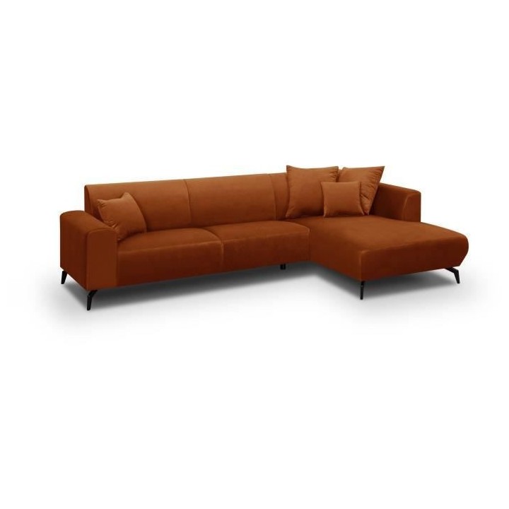 Canapé d'angle droit Bubble 4-5 places velours mat rouille L290 x P16