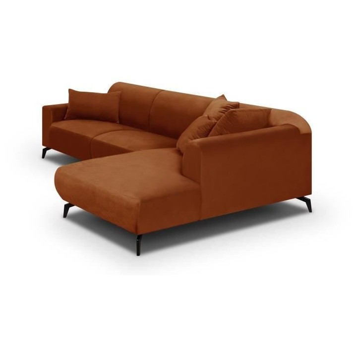 Canapé d'angle droit Bubble 4-5 places velours mat rouille L290 x P16