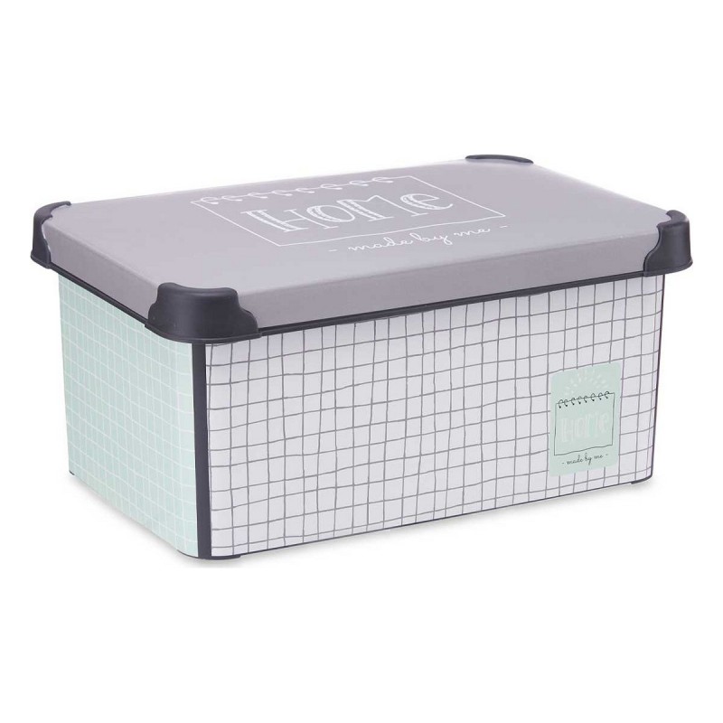 Boîte de rangement avec couvercle Home Gris Plastique (22,7 x 16,5 x 34,5 cm)