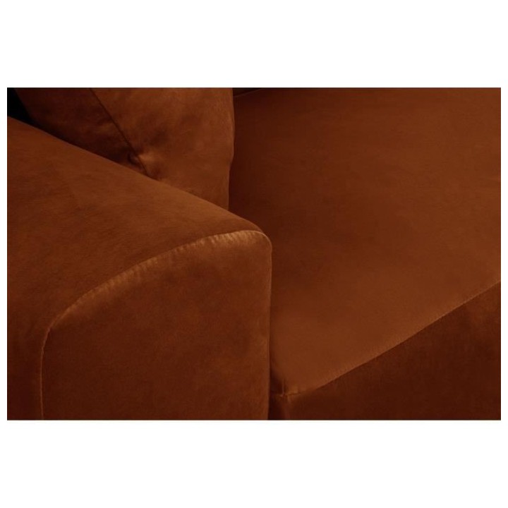 Canapé d'angle droit Bubble 4-5 places velours mat rouille L290 x P16