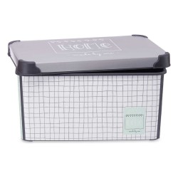 Boîte de rangement avec couvercle Home Gris Plastique (22,7 x 16,5 x 34,5 cm)