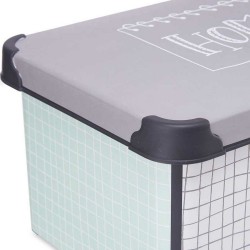 Boîte de rangement avec couvercle Home Gris Plastique (22,7 x 16,5 x 34,5 cm)