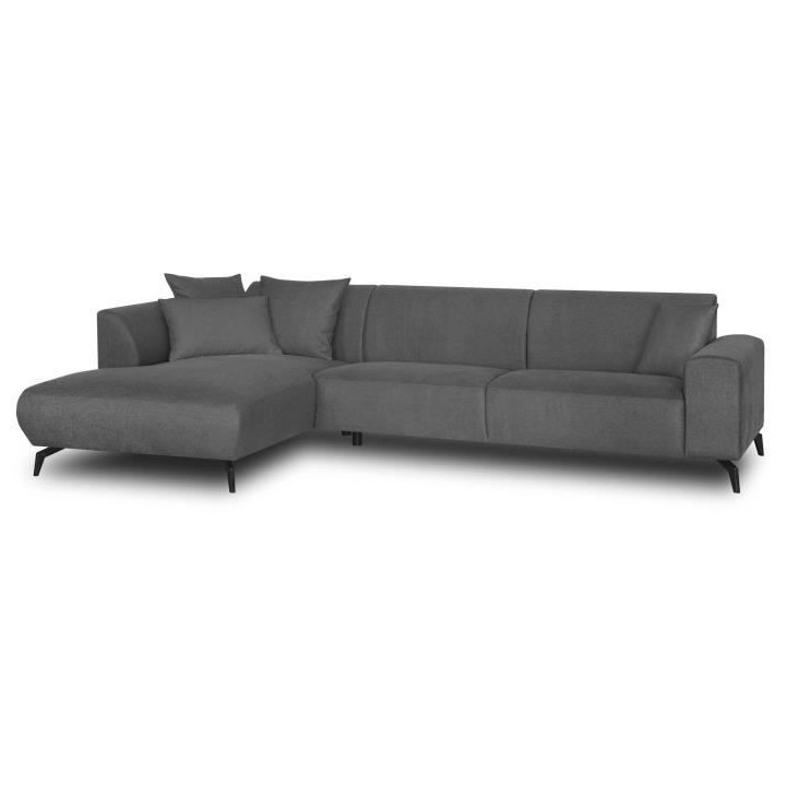 Canapé d'angle gauche Bubble 4-5 places tissu gris L290 x P167cm