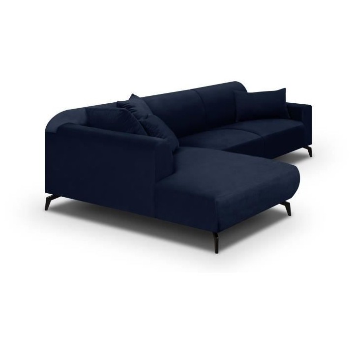 Canapé d'angle gauche Bubble 4-5 places velours mat bleu profond L290