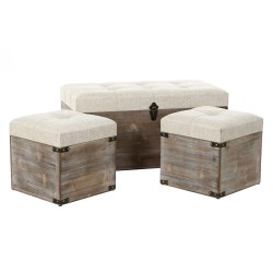 Lot de paniers DKD Home Decor Bois Traditionnel 80 x 40 x 40,5 cm