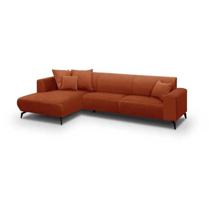 Canapé d'angle gauche Bubble 4-5 places velours mat rouille L290 x P1
