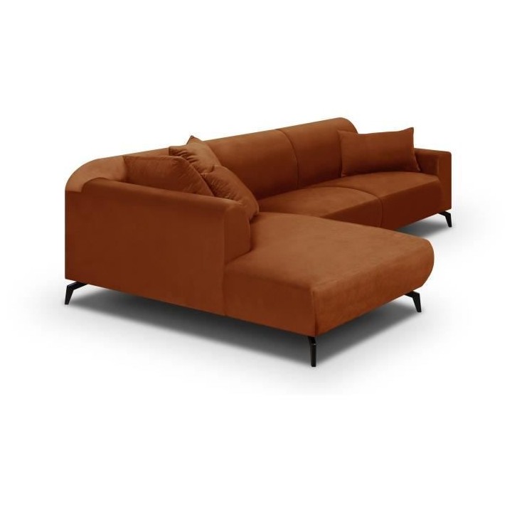 Canapé d'angle gauche Bubble 4-5 places velours mat rouille L290 x P1