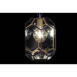 Suspension DKD Home Decor Verre Bleu Doré Laiton 50 W (22 x 23 x 29 cm)