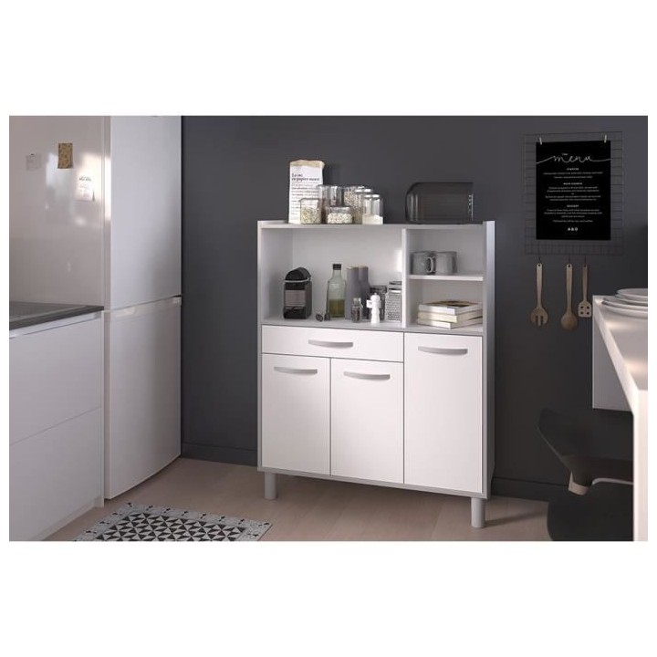 EKIPA Buffet combiné de cuisine L 101cm Blanc - READY