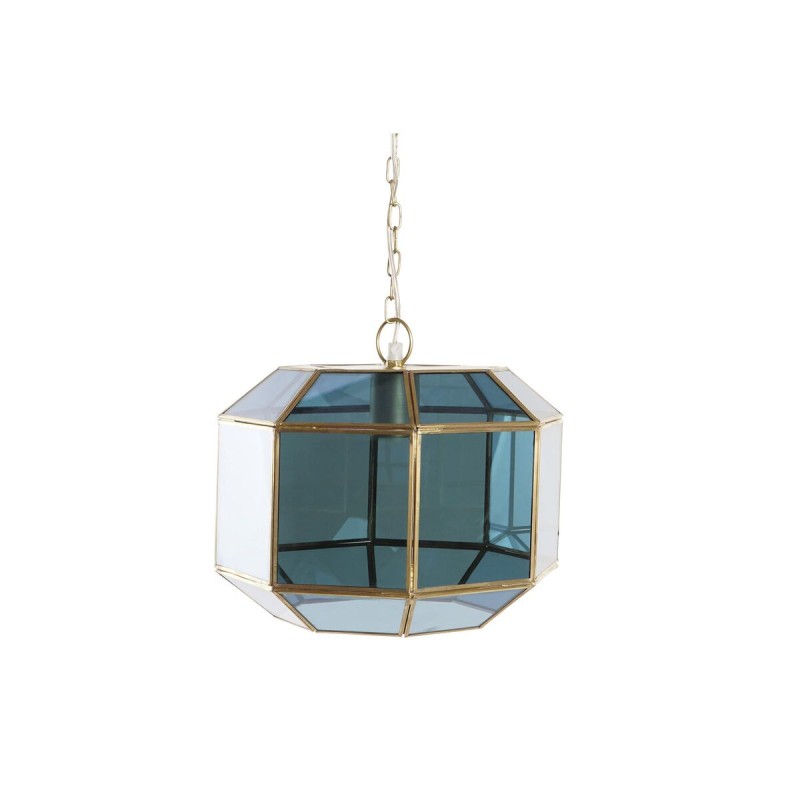 Suspension DKD Home Decor Verre Bleu Doré Laiton 50 W (29 x 31 x 23 cm)