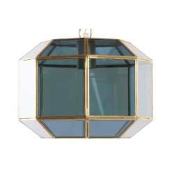 Suspension DKD Home Decor Verre Bleu Doré Laiton 50 W (29 x 31 x 23 cm)