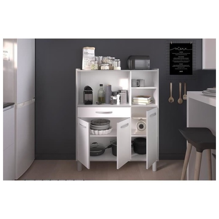 EKIPA Buffet combiné de cuisine L 101cm Blanc - READY