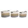 Set de basket DKD Home Decor Beige Coton Fibre naturelle (42 x 32 x 24 cm) (3 Pièces)