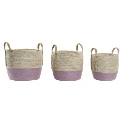 Set de basket DKD Home Decor Corde Fibre naturelle (3 Pièces) (30 x 30 x 26 cm)