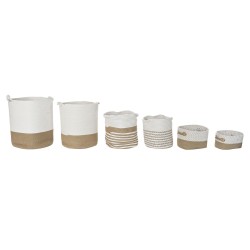 Set de basket DKD Home Decor Blanc Coton Jute (45 x 45 x 54 cm) (6 Pièces)