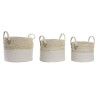 Set de basket DKD Home Decor Blanc Coton Fibre naturelle (35 x 35 x 28 cm) (3 Pièces)