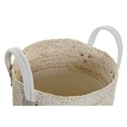 Set de basket DKD Home Decor Blanc Coton Fibre naturelle (35 x 35 x 28 cm) (3 Pièces)